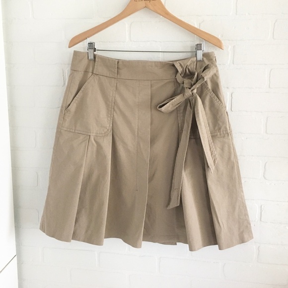 Escada Sport Rudy Skirt Medium Beige Khaki Cotton Pleated Cargo Safari Pockets M - Picture 4 of 14